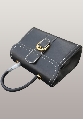 Suzanne Horseshoe Buckle Leather Medium Bag Black