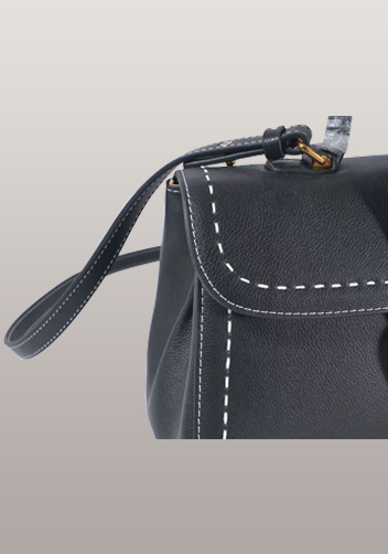 Suzanne Horseshoe Buckle Leather Medium Bag Black