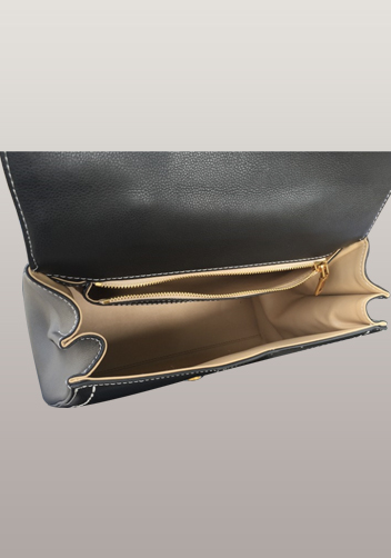 Suzanne Horseshoe Buckle Leather Medium Bag Black