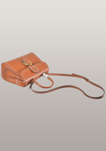 Suzanne Horseshoe Buckle Leather Medium Bag Camel