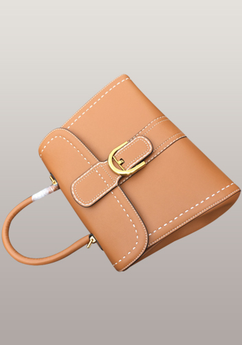 Suzanne Horseshoe Buckle Leather Medium Bag Camel