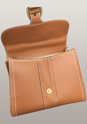 Suzanne Horseshoe Buckle Leather Medium Bag Camel