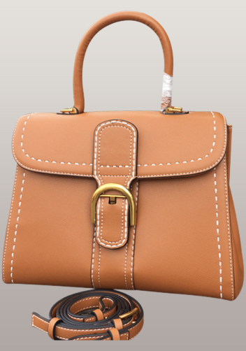 Suzanne Horseshoe Buckle Leather Medium Bag Camel