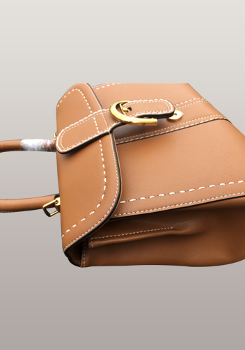 Suzanne Horseshoe Buckle Leather Medium Bag Camel