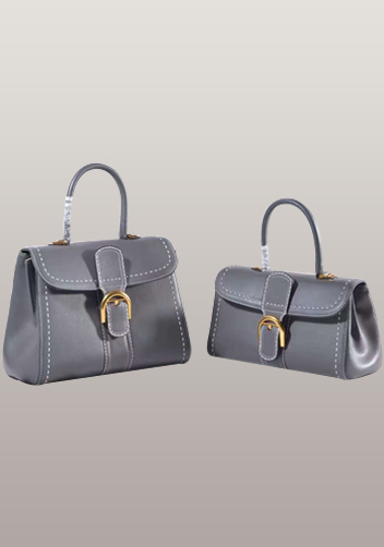 Suzanne Horseshoe Buckle Leather Medium Bag Grey