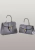 Suzanne Horseshoe Buckle Leather Medium Bag Grey