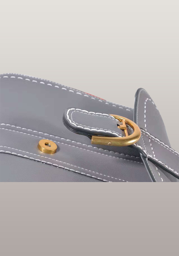 Suzanne Horseshoe Buckle Leather Medium Bag Grey