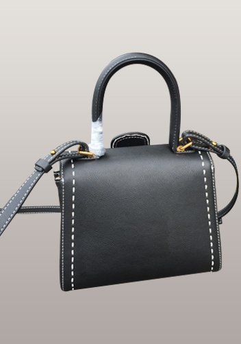 Suzanne Horseshoe Buckle Leather Small Bag Black