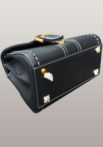 Suzanne Horseshoe Buckle Leather Small Bag Black
