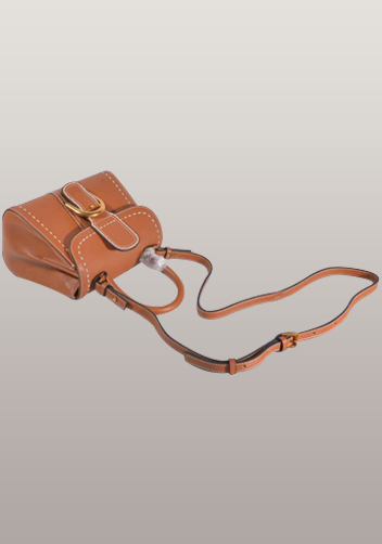 Suzanne Horseshoe Buckle Leather Small Bag Camel