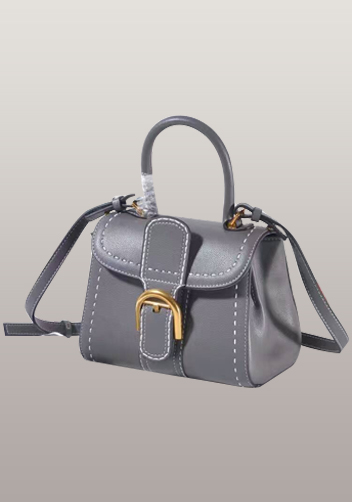 Suzanne Horseshoe Buckle Leather Small Bag Grey