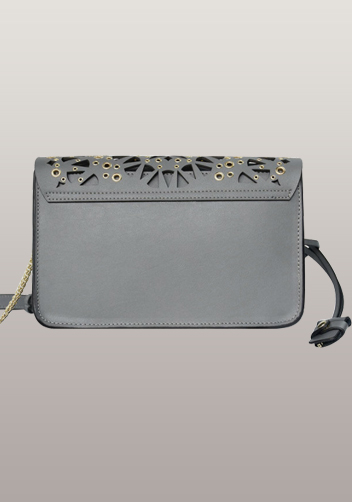 Glamvogue Laser - Cut Leather Shoulder Bag Grey