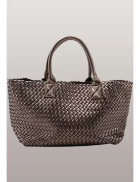 Grand Boulevard Woven Large Tote Bronze