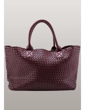 Grand Boulevard Woven Large Tote Burgundy