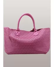Grand Boulevard Woven Large Tote Hot Pink