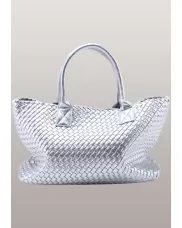 Grand Boulevard Woven Large Tote Silver