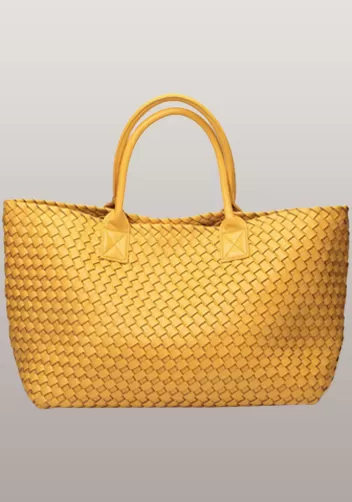 Grand Boulevard Woven Large Tote Yellow