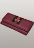 Bee Long Wallet Grain Leather With Stripe Burgundy