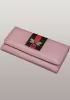 Bee Long Wallet Grain Leather With Stripe Pink