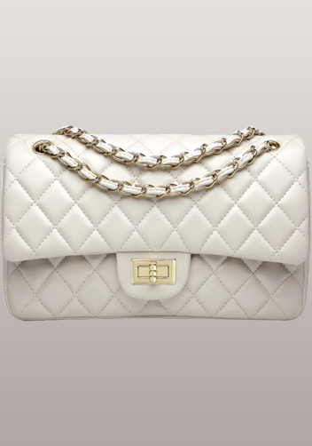 Adele Flap Bag Faux Leather White Gold Hardware