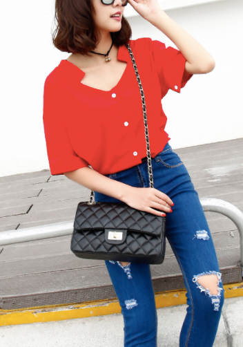 Adele Flap Bag Faux Leather Black Gold Hardware