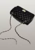 Adele Flap Bag Faux Leather Black Gold Hardware