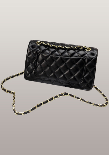Adele Flap Bag Faux Leather Black Gold Hardware