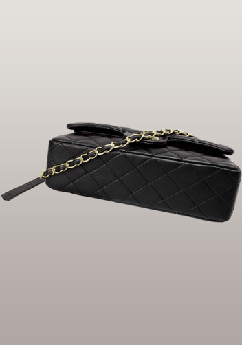 Adele Flap Bag Faux Leather Black Gold Hardware