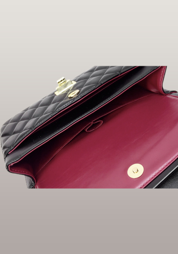 Adele Flap Bag Faux Leather Black Gold Hardware