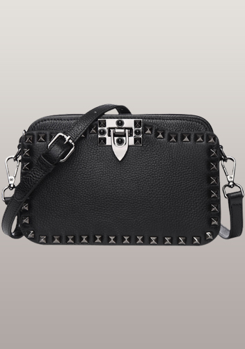 Rockstar Leather Cross Body Bag Black