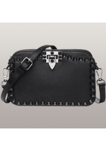 Rockstar Leather Cross Body Bag Black