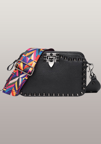 Rockstar Leather Cross Body Bag Black