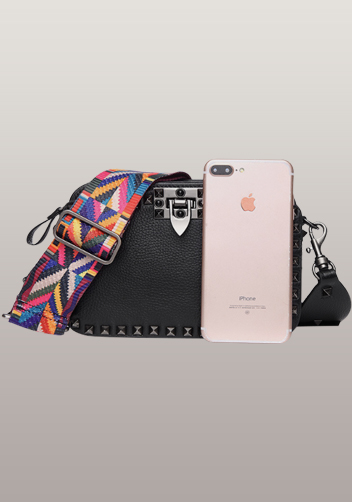 Rockstar Leather Cross Body Bag Black