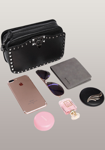 Rockstar Leather Cross Body Bag Black