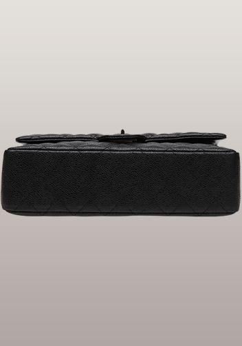 Iris Flap Bag Cowhide Leather Caviar Black