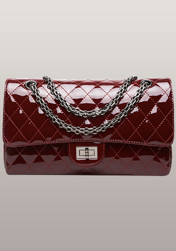 Adele Diamond Shape Patent Leather Flap Bag Burgundy