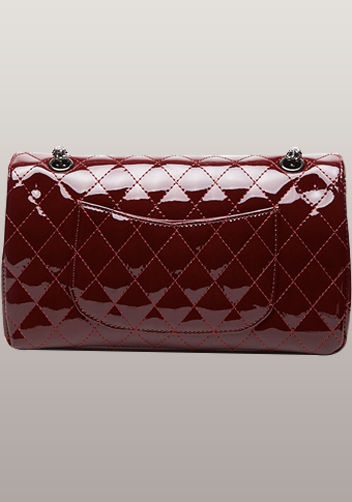 Adele Diamond Shape Patent Leather Flap Bag Burgundy
