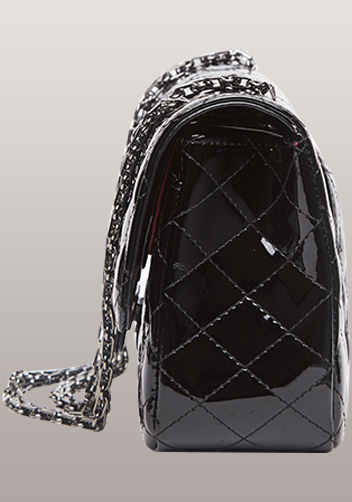 Adele Diamond Shape Patent Leather Flap Black