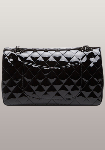 Adele Diamond Shape Patent Leather Flap Black