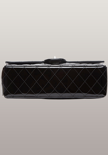 Adele Diamond Shape Patent Leather Flap Black