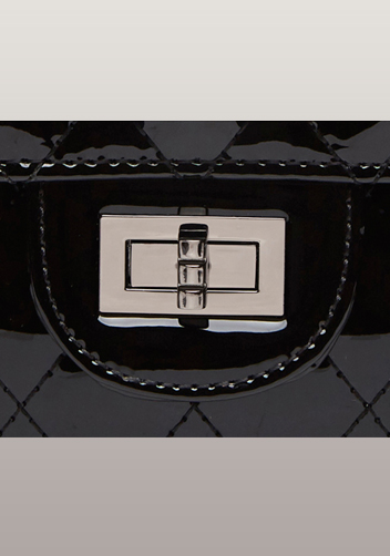 Adele Diamond Shape Patent Leather Flap Black