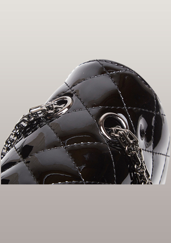 Adele Diamond Shape Patent Leather Flap Black