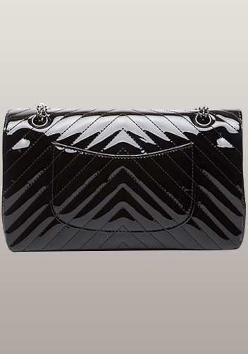 Adele V Shape Patent Leather Flap Bag Black