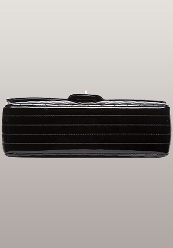 Adele V Shape Patent Leather Flap Bag Black