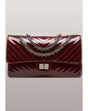 Adele V Shape Patent Leather Flap Bag Burgundy