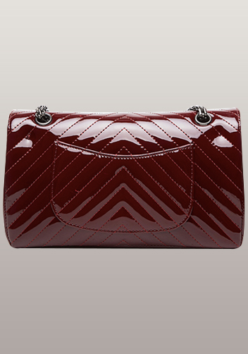 Adele V Shape Patent Leather Flap Bag Burgundy