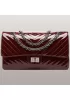 Adele V Shape Patent Leather Flap Bag Burgundy