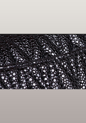 Adele V Shape Pearlfish Scales Effect Leather Flap Bag Black