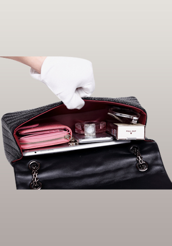 Adele V Shape Pearlfish Scales Effect Leather Flap Bag Black
