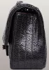 Adele V Shape Pearlfish Scales Effect Leather Flap Bag Black